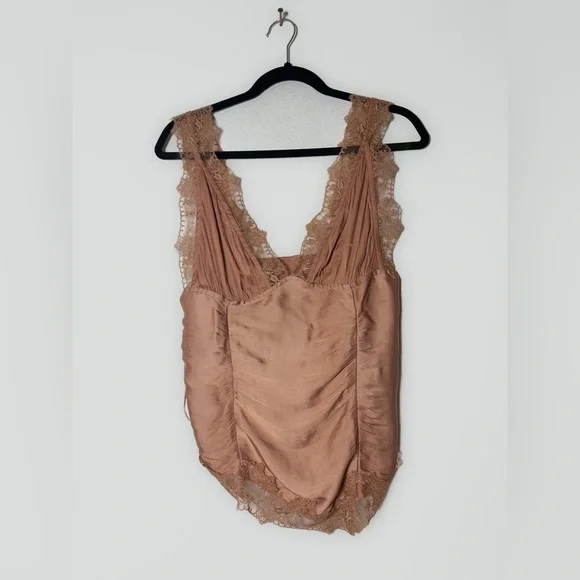 Free People Elena Lace Top in Peached Copper size Large NWT - Picture 10 of 14